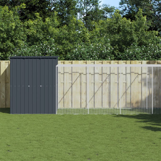 vidaXL Chicken Cage with Run Anthracite 165x863x181 cm Galvanised Steel