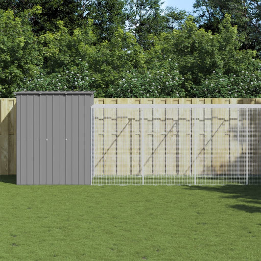 vidaXL Chicken Cage with Run Light Grey 165x1067x181 cm Galvanised Steel