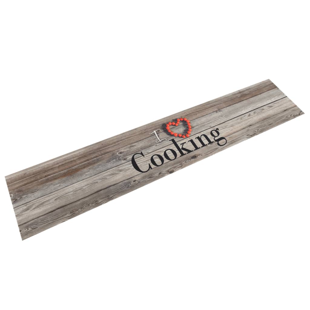vidaXL Kitchen Rug Washable Cooking Grey 60x300 cm Velvet