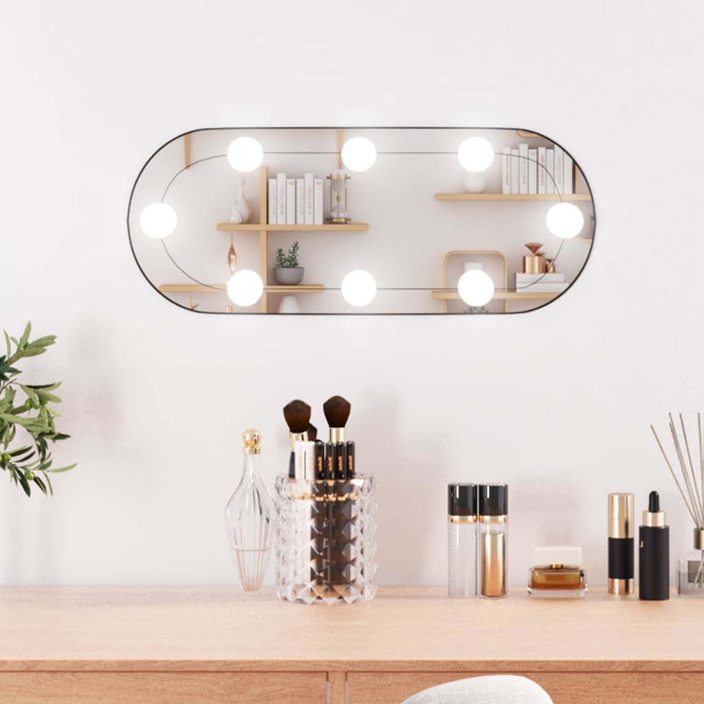 vidaXL Wall Mirror with LED Lights 25x60 cm Glass Oval
