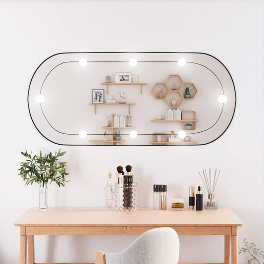 vidaXL Wall Mirror with LED Lights 45x100 cm Glass Oval