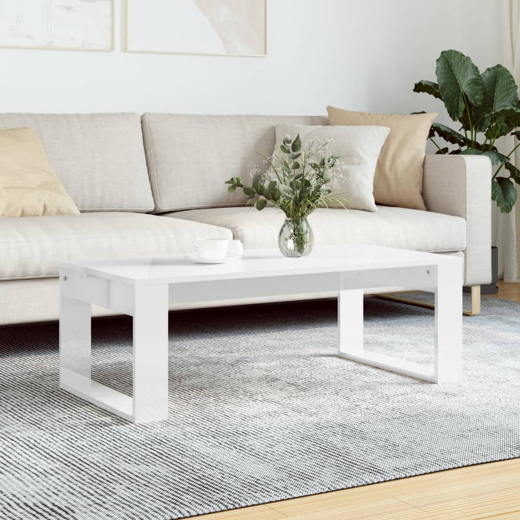 vidaXL Coffee Table High Gloss White 102x50x35 cm Engineered Wood