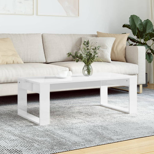 vidaXL Coffee Table High Gloss White 102x50x35 cm Engineered Wood