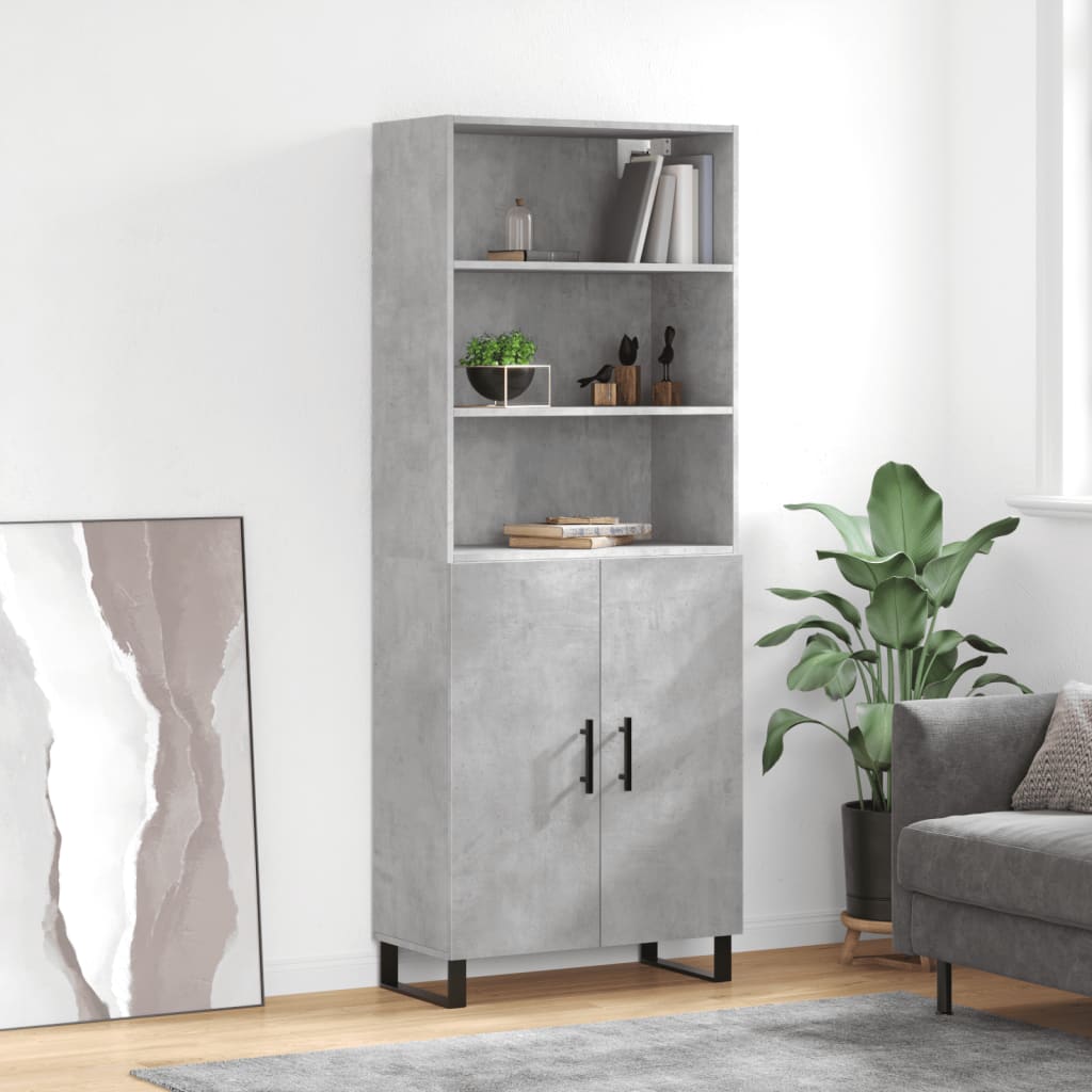 vidaXL Highboard Concrete Grey 69.5x34x180 cm Engineered Wood
