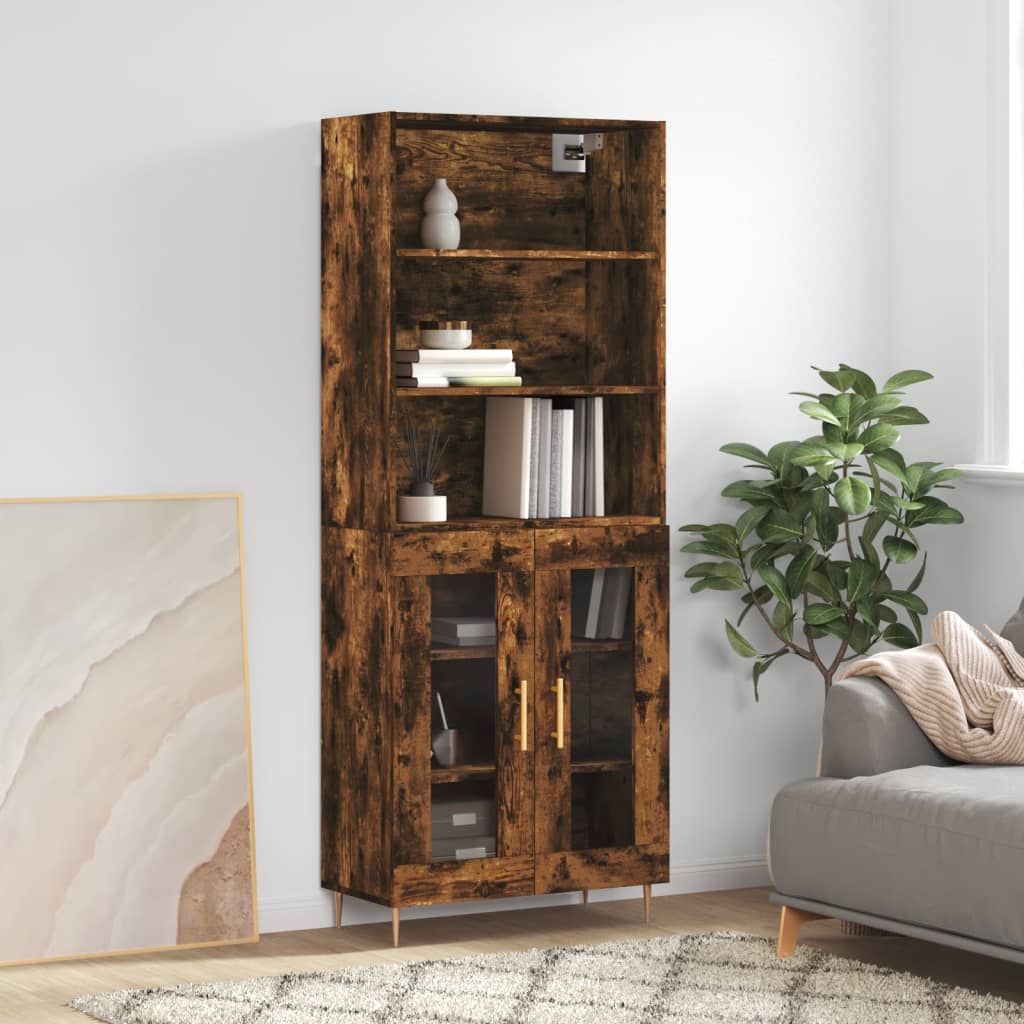 vidaXL Highboard Smoked Oak 69.5x34x180 cm Engineered Wood