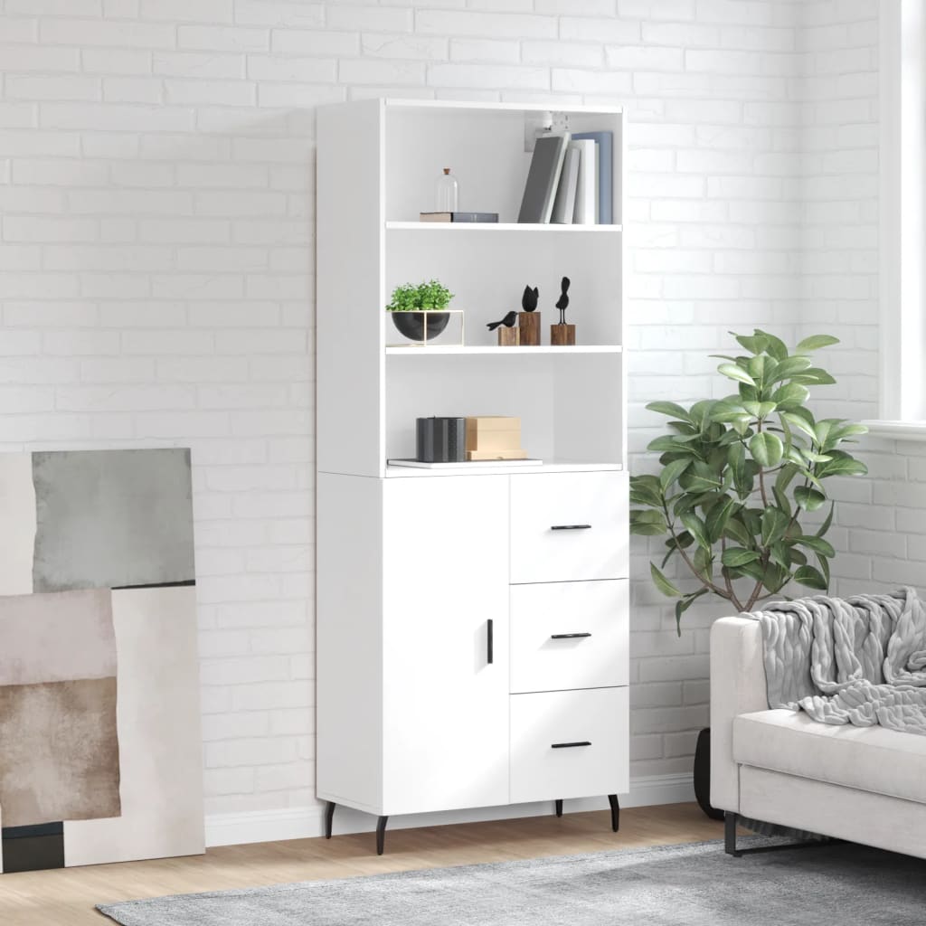 vidaXL Highboard High Gloss White 69.5x34x180 cm Engineered Wood