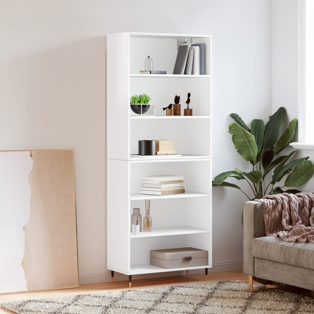 vidaXL Highboard High Gloss White 69.5x32.5x180 cm Engineered Wood