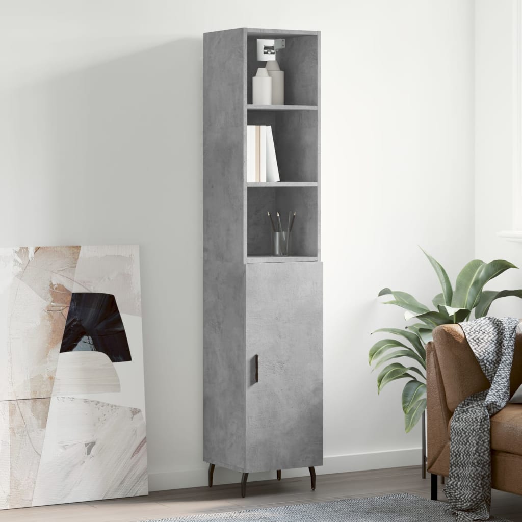 vidaXL Highboard Concrete Grey 34.5x34x180 cm Engineered Wood