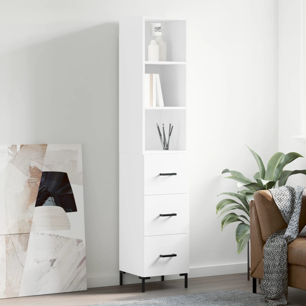 vidaXL Highboard White 34.5x34x180 cm Engineered Wood
