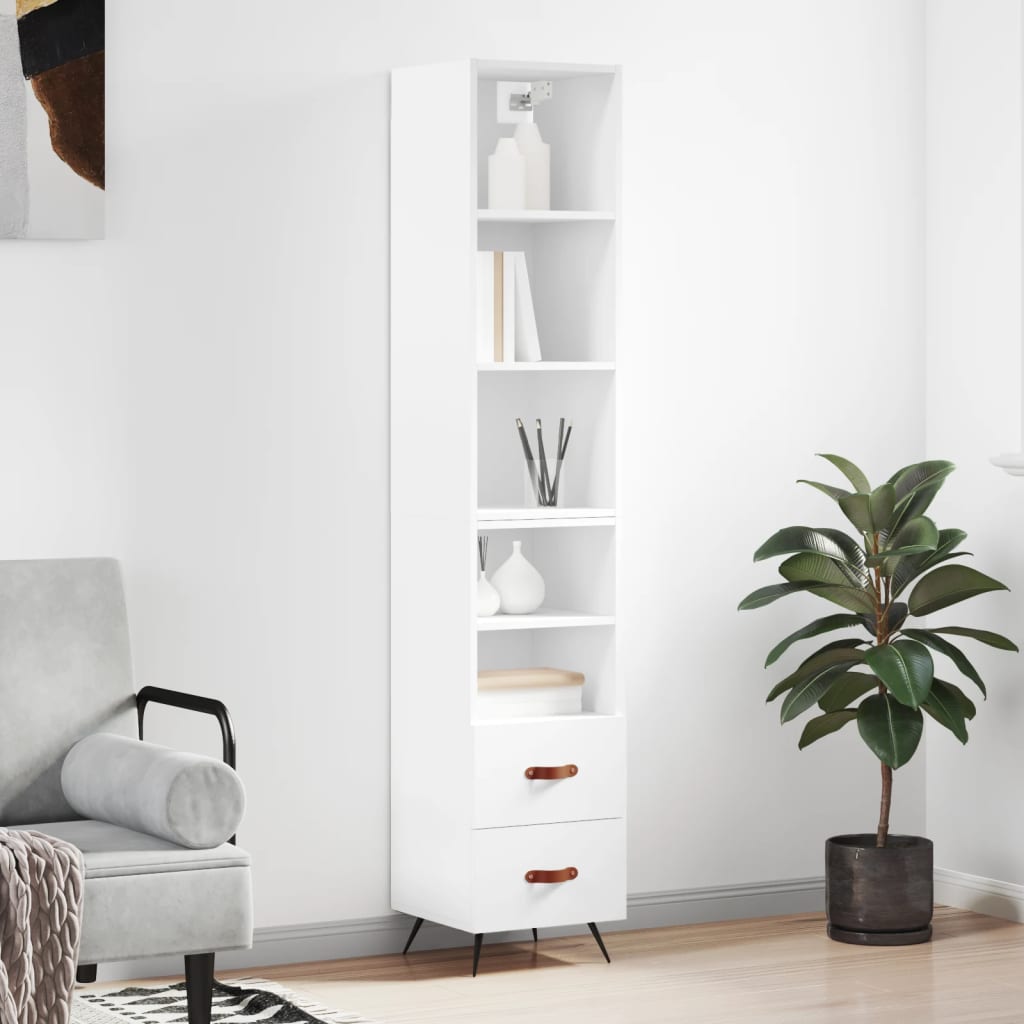 vidaXL Highboard White 34.5x34x180 cm Engineered Wood