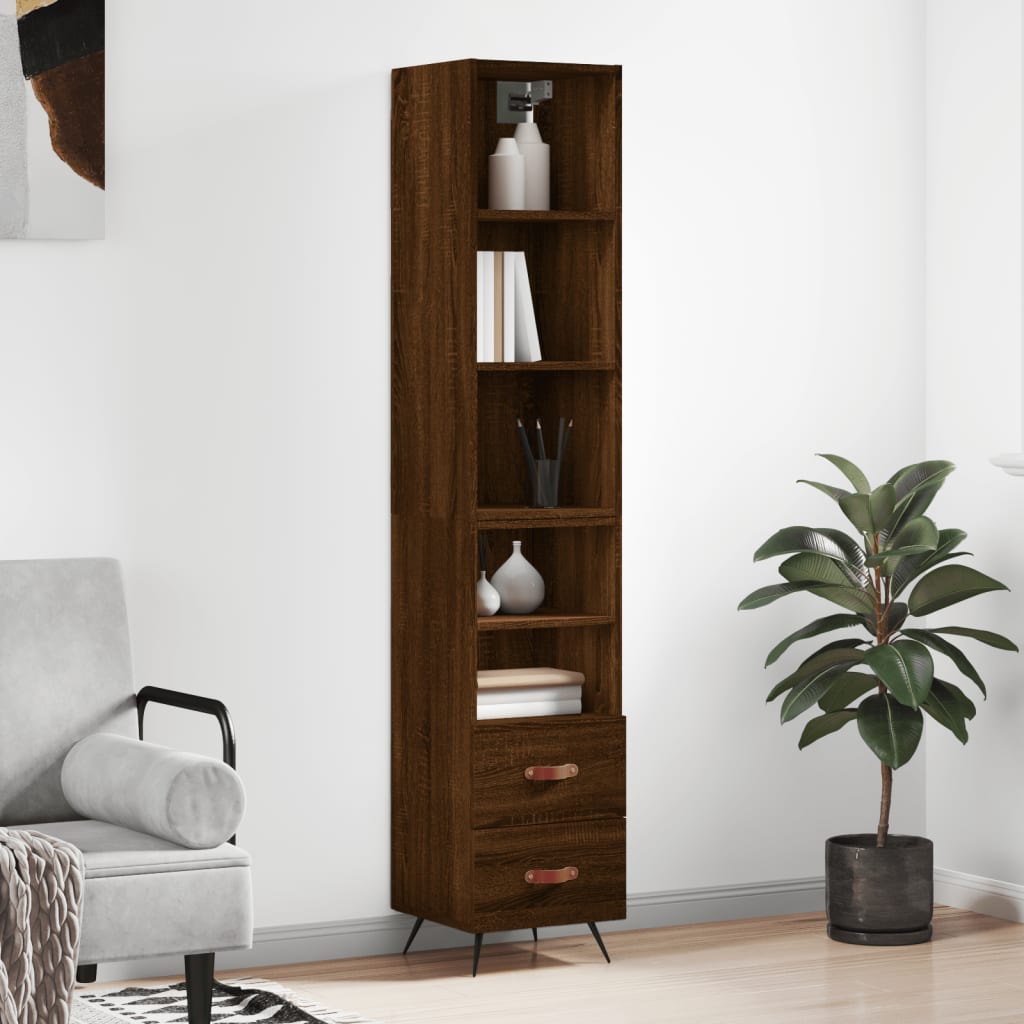 vidaXL Highboard Brown Oak 34.5x34x180 cm Engineered Wood