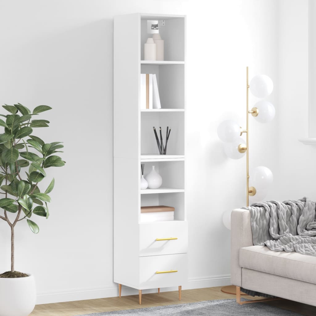 vidaXL Highboard White 34.5x34x180 cm Engineered Wood