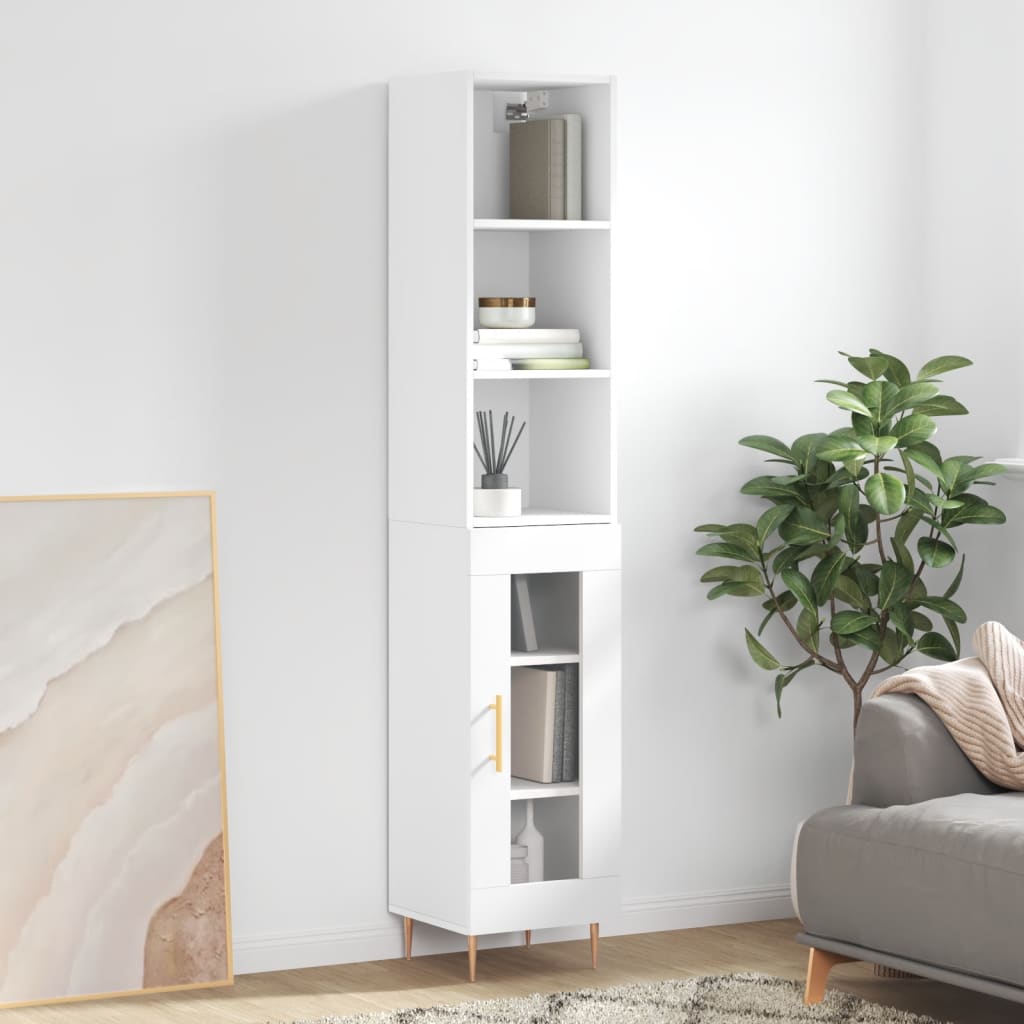 vidaXL Highboard White 34.5x34x180 cm Engineered Wood