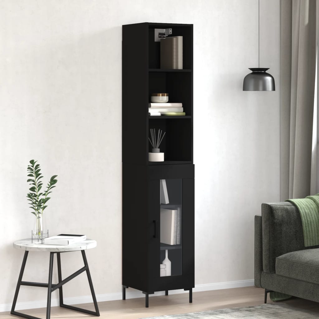 vidaXL Highboard Black 34.5x34x180 cm Engineered Wood