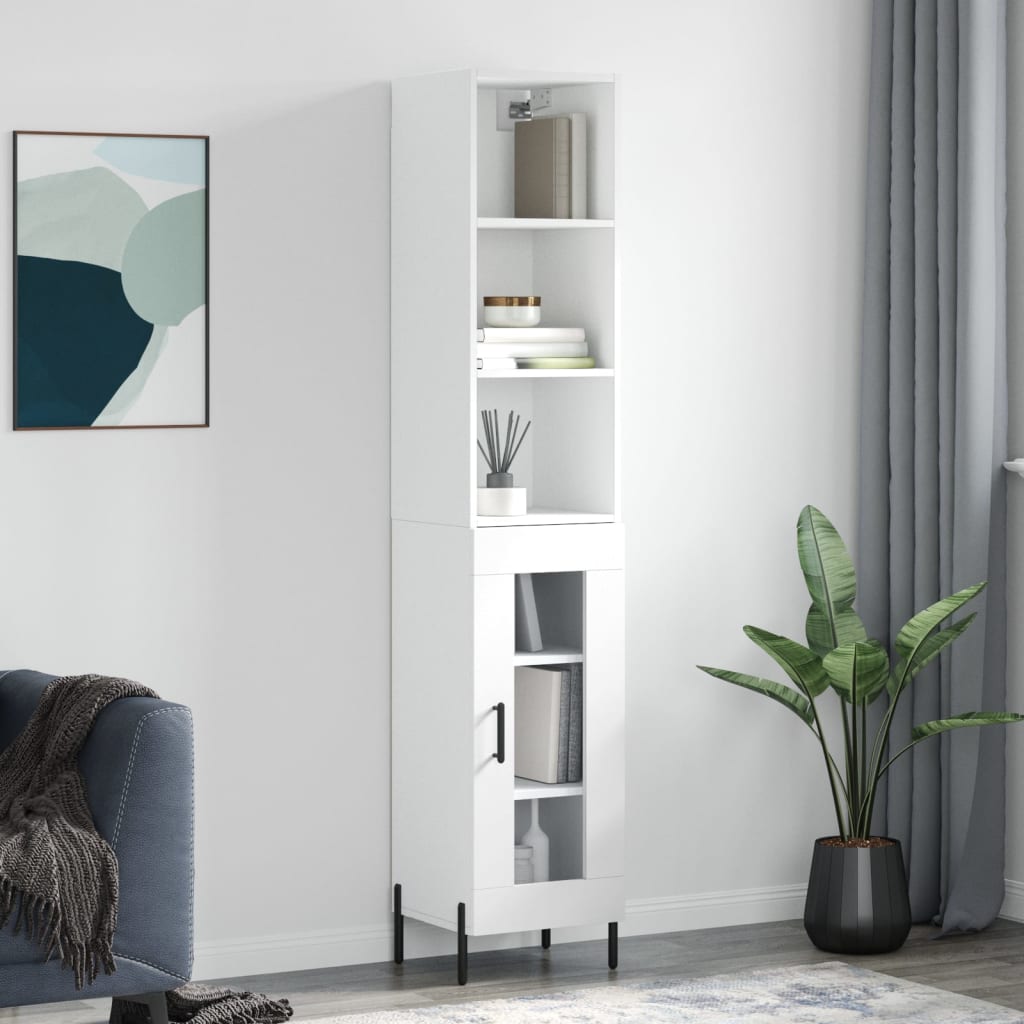 vidaXL Highboard White 34.5x34x180 cm Engineered Wood