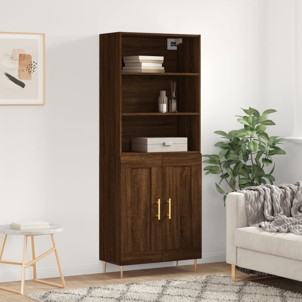 vidaXL Highboard Brown Oak 69.5x34x180 cm Engineered Wood