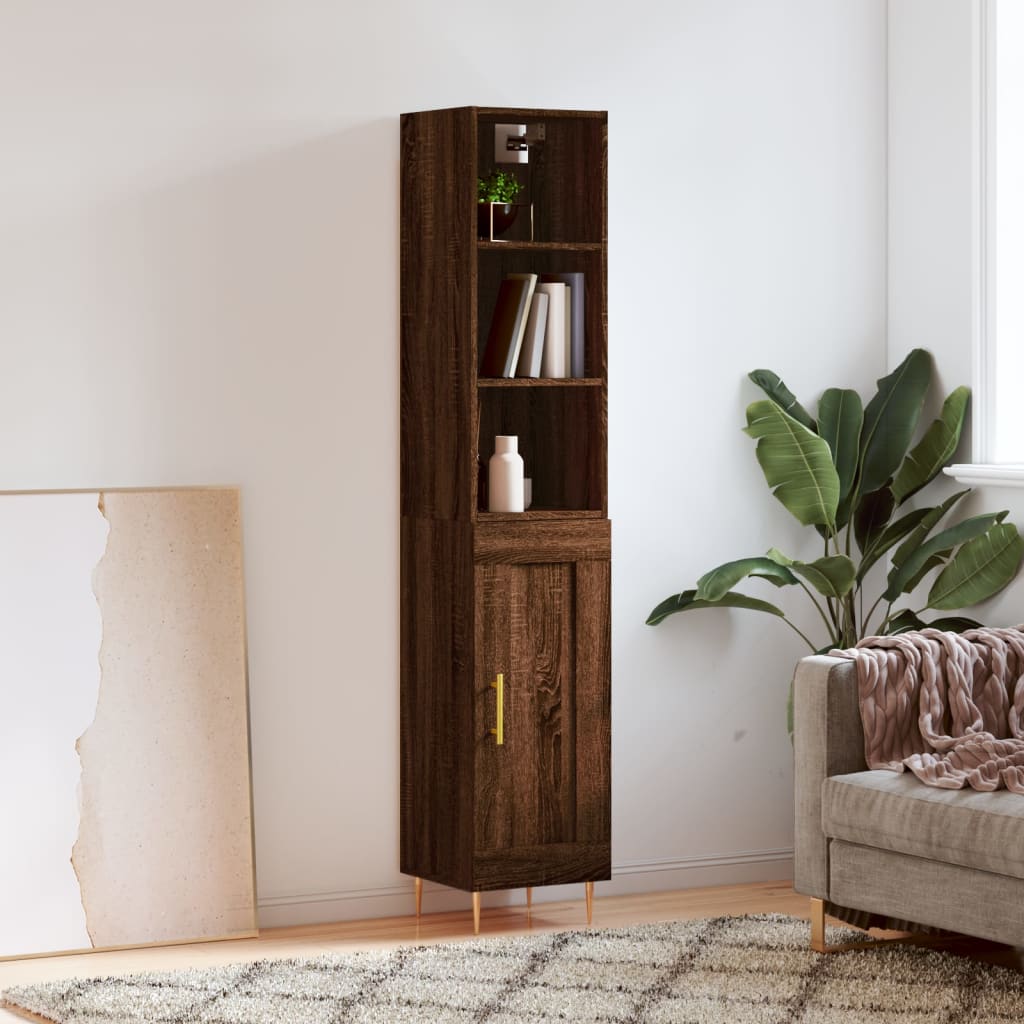 vidaXL Highboard Brown Oak 34.5x34x180 cm Engineered Wood