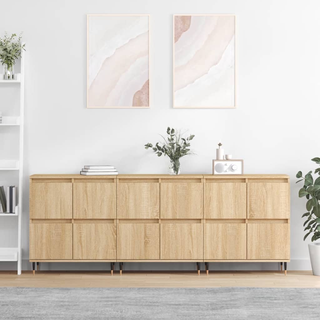 vidaXL Sideboards 3 pcs Sonoma Oak Engineered Wood