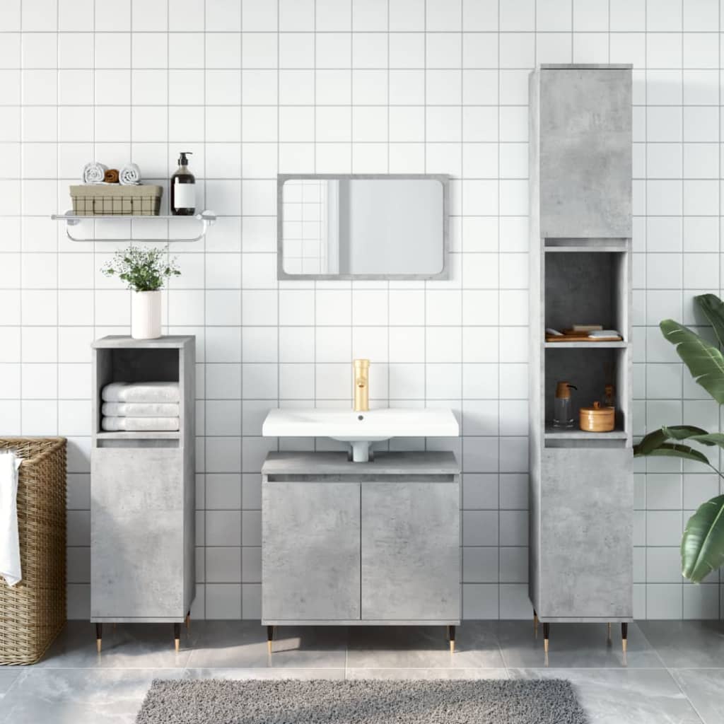 vidaXL 3 Piece Bathroom Furniture Set Concrete Grey Engineered Wood