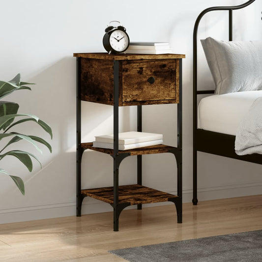 vidaXL Bedside Cabinet Smoked Oak 34x36x70 cm Engineered Wood