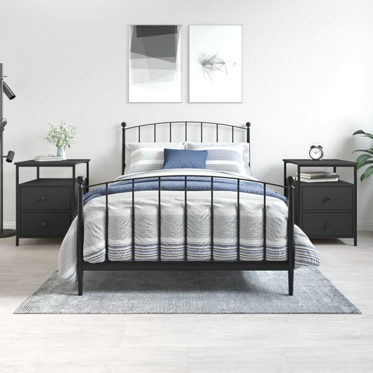 vidaXL Bedside Cabinets 2 pcs Black 44x45x60 cm Engineered Wood