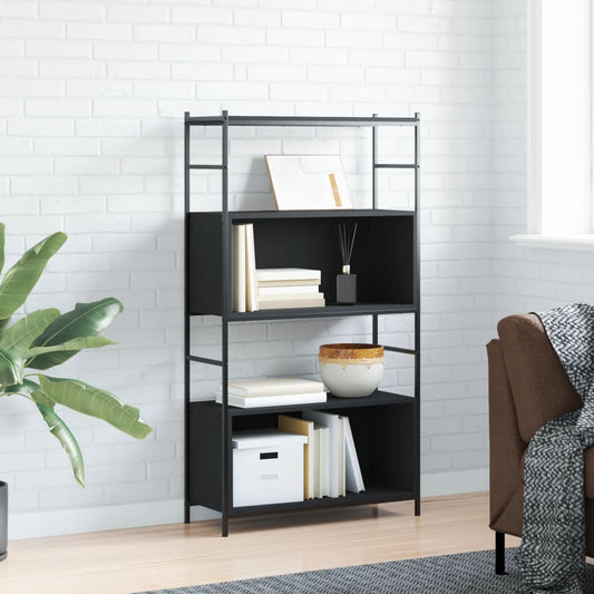 vidaXL Bookshelf Black 80x30x145.5 cm Engineered Wood and Iron