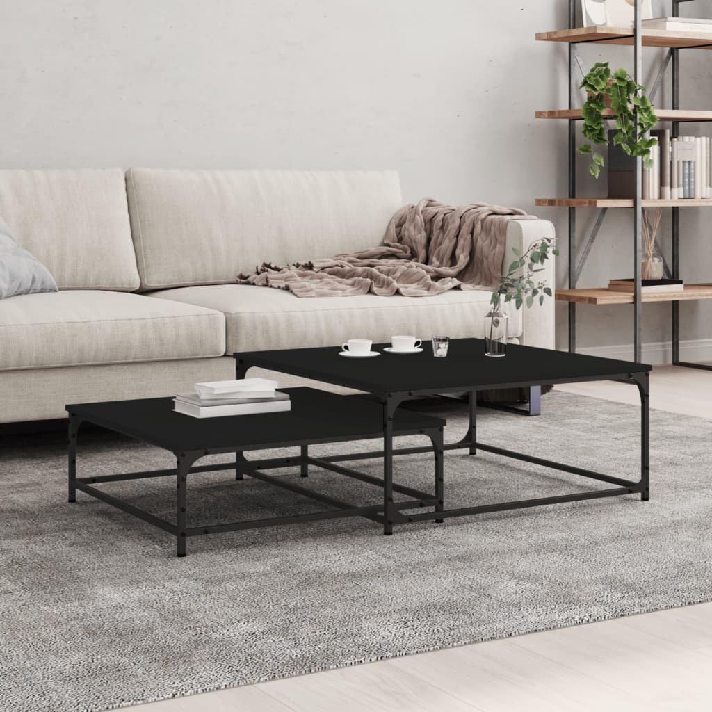 vidaXL Nesting Coffee Tables 2 pcs Black Engineered Wood