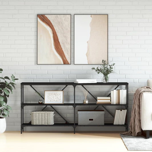vidaXL Console Table Black 160x30x75 cm Engineered Wood and Iron
