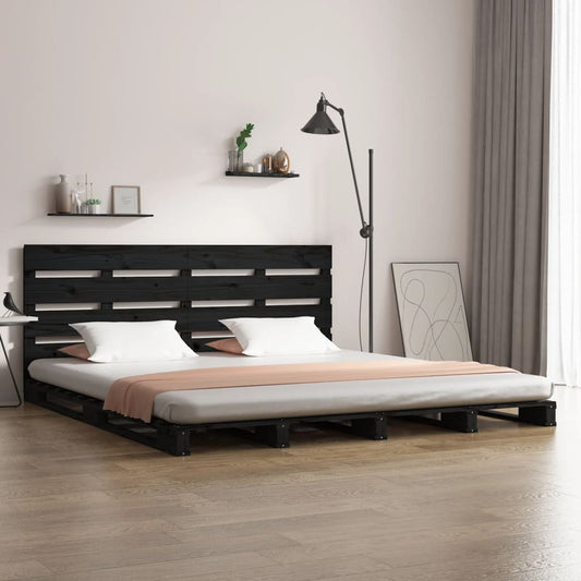 vidaXL Bed Frame Black 140x190 cm Solid Wood Pine