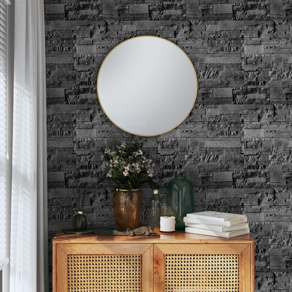 vidaXL Wallpaper 3D Stone Look Black
