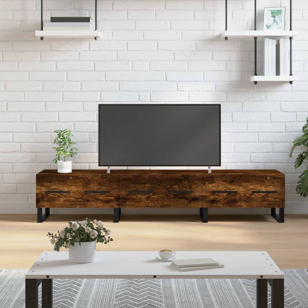 vidaXL TV Cabinet Smoked Oak 150x36x30 cm Engineered Wood