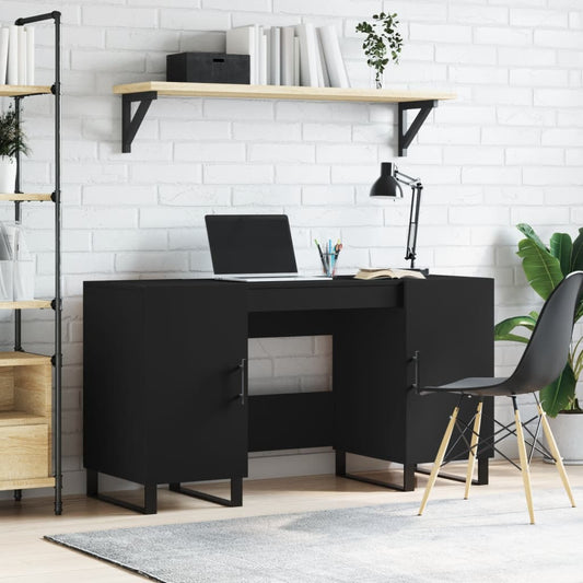 vidaXL Desk Black 140x50x75 cm Engineered Wood