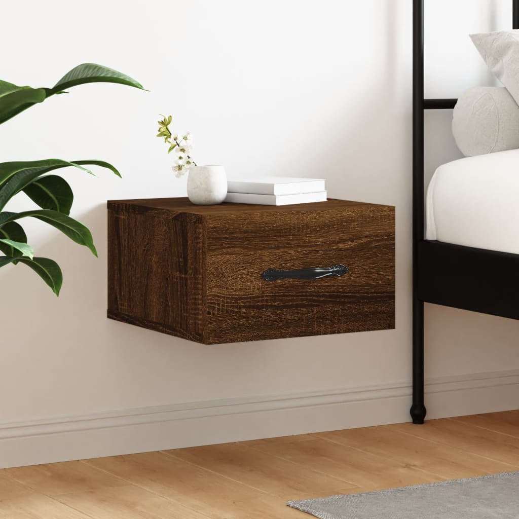 vidaXL Wall-mounted Bedside Cabinet Brown Oak 35x35x20 cm