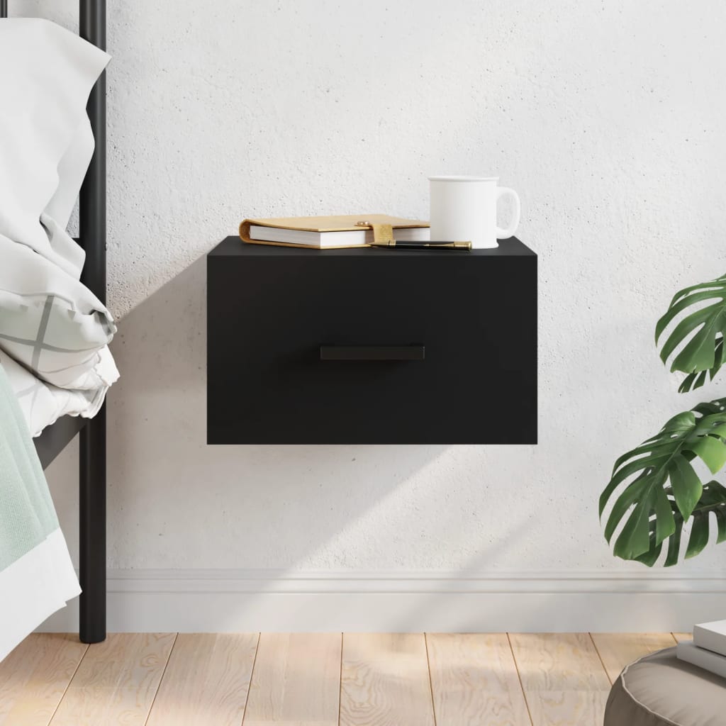 vidaXL Wall-mounted Bedside Cabinet Black 35x35x20 cm