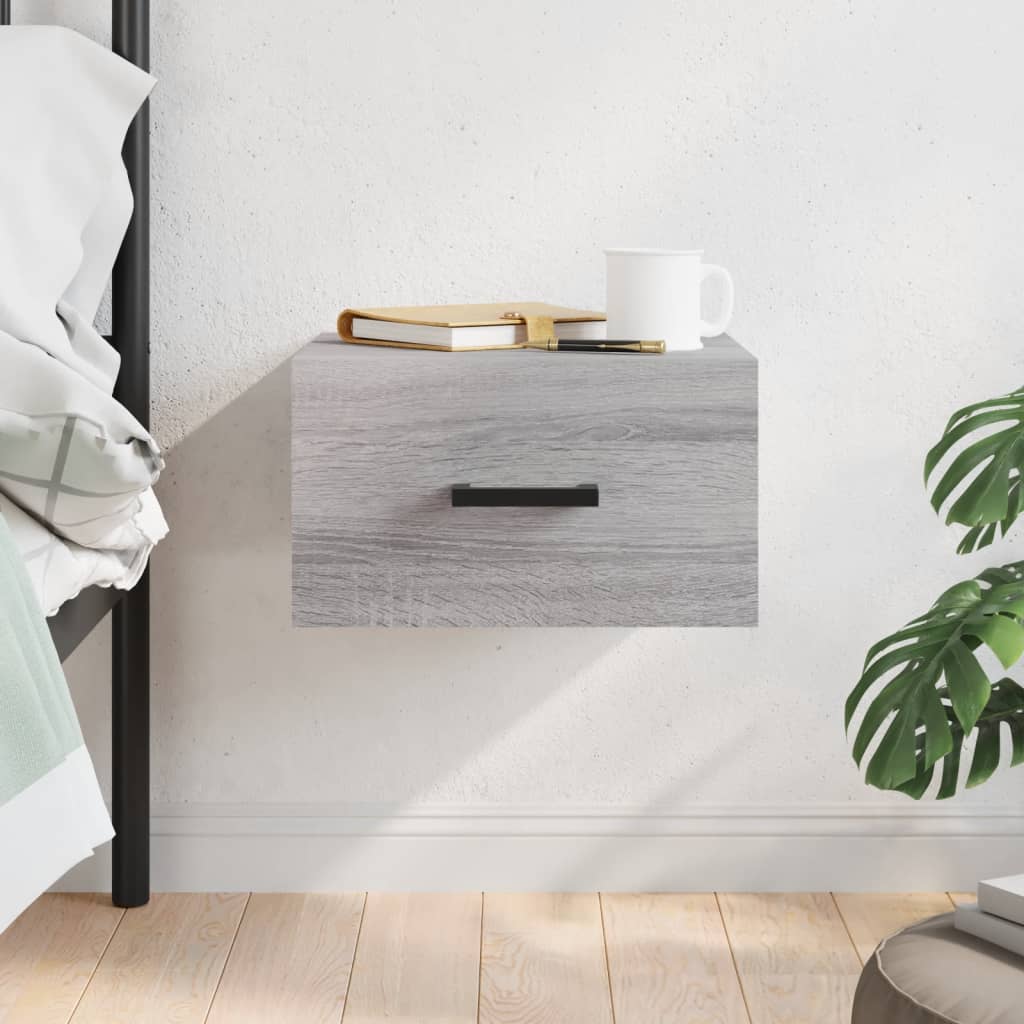 vidaXL Wall-mounted Bedside Cabinet Grey Sonoma 35x35x20 cm