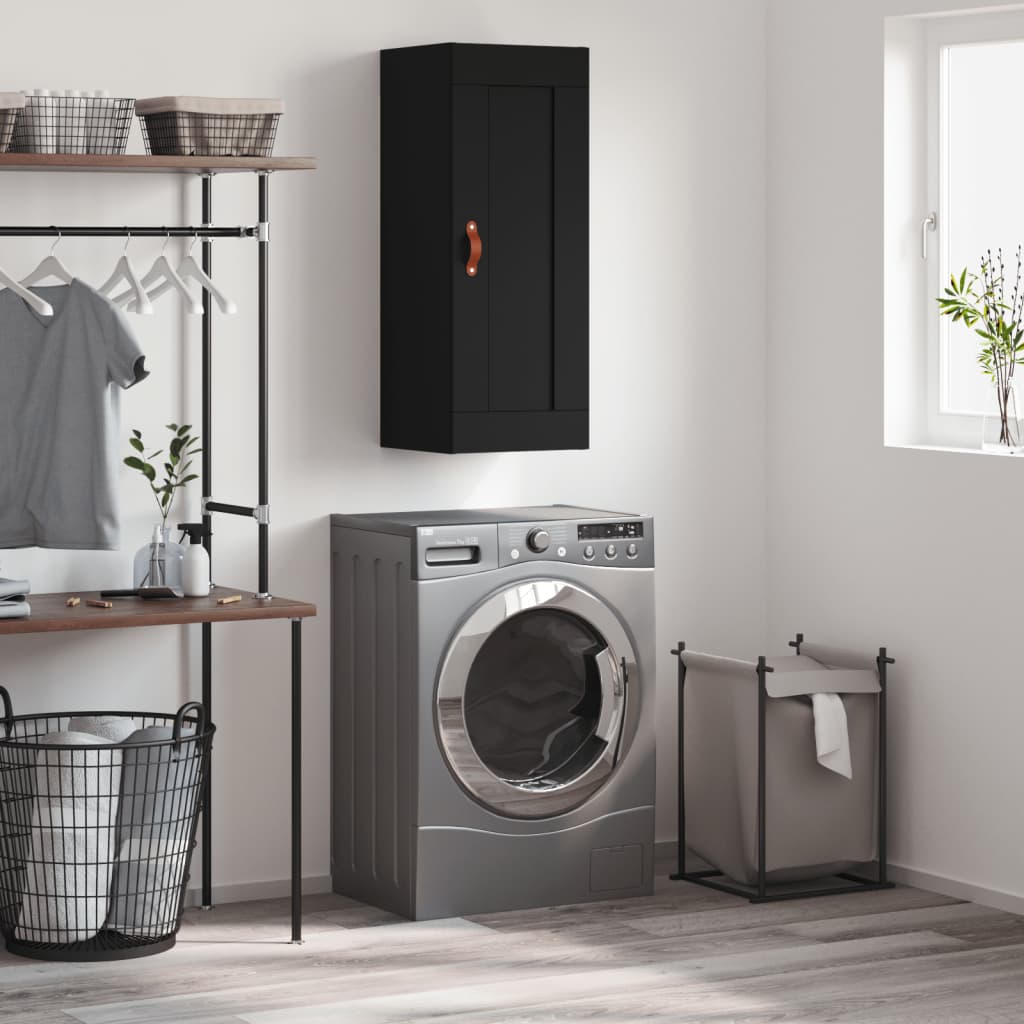 vidaXL Wall Mounted Cabinet Black 34.5x34x90 cm Engineered Wood