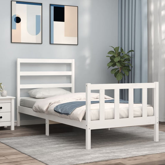 vidaXL Bed Frame with Headboard White 90x190 cm Solid Wood