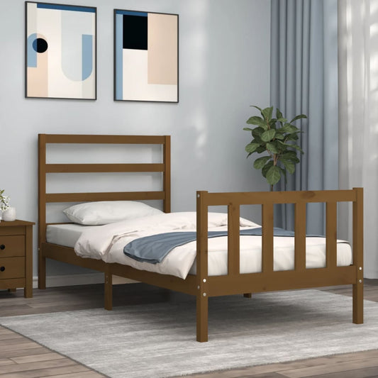 vidaXL Bed Frame with Headboard Honey Brown 90x190 cm Solid Wood