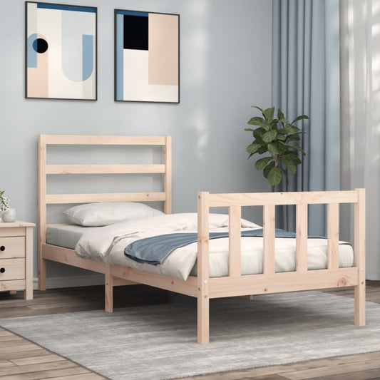 vidaXL Bed Frame with Headboard 90x200 cm Solid Wood