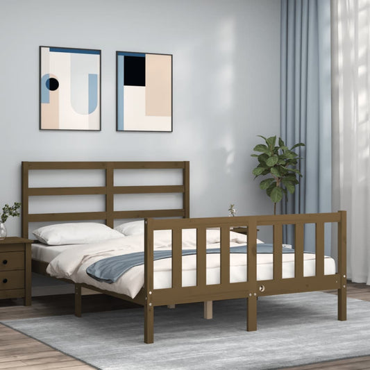 vidaXL Bed Frame with Headboard Honey Brown 120x200 cm Solid Wood