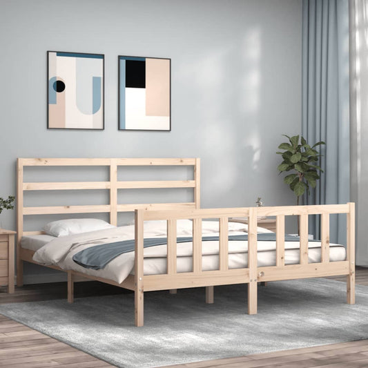 vidaXL Bed Frame with Headboard 160x200 cm Solid Wood