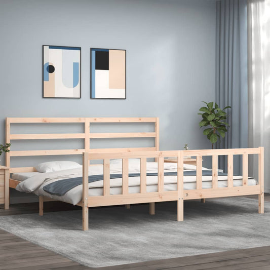 vidaXL Bed Frame with Headboard 180x200 cm Solid Wood