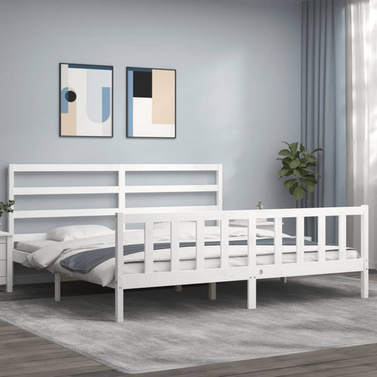 vidaXL Bed Frame with Headboard White 200x200 cm Solid Wood