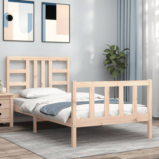 vidaXL Bed Frame with Headboard 90x200 cm Solid Wood