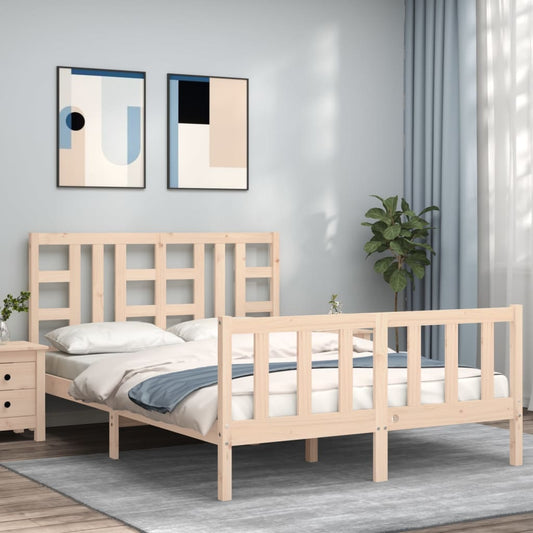 vidaXL Bed Frame with Headboard 140x200 cm Solid Wood