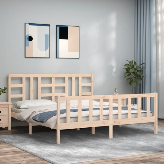 vidaXL Bed Frame with Headboard 180x200 cm Solid Wood