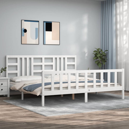 vidaXL Bed Frame with Headboard White 200x200 cm Solid Wood