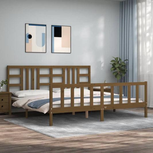 vidaXL Bed Frame with Headboard Honey Brown 200x200 cm Solid Wood