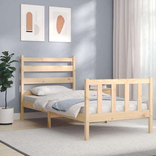 vidaXL Bed Frame with Headboard 90x200 cm Solid Wood