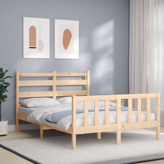 vidaXL Bed Frame with Headboard 120x200 cm Solid Wood
